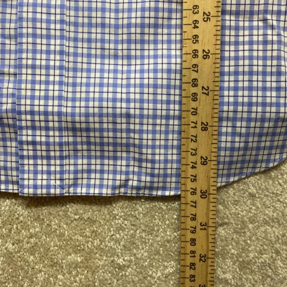 Ralph Lauren Button Down Shirt Mens XL Blue Tattersall Check Non-Iron Cotton